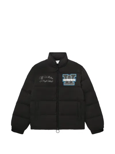 Off-white Chest-appliqué Puffer Jacket In Black