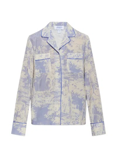 Off-white City Graphic-print Pajama Shirt In Purple