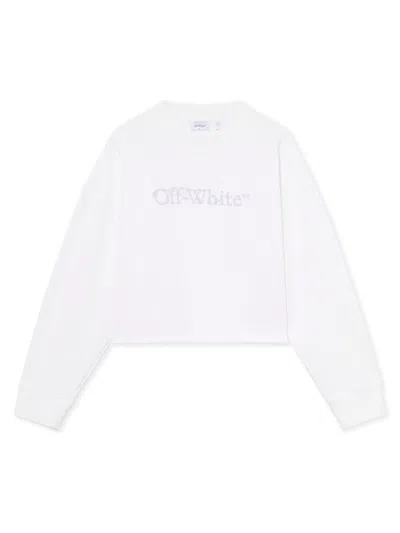 Off-white City Nature Arrow Cropped Crewneck In Ivory Heather