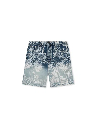 Off-white City Nature Denim Shorts In Multi