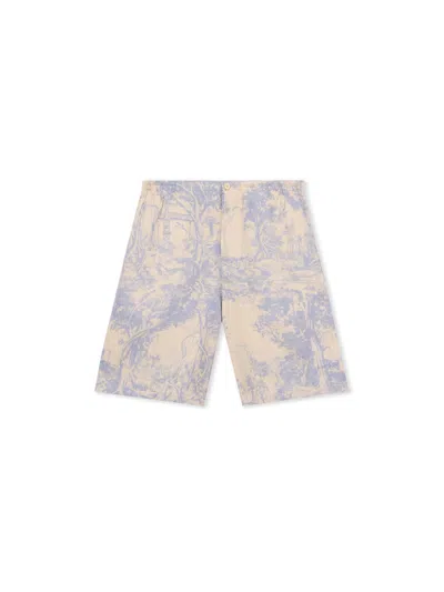 Off-white City Nature Linen Bowling Shorts In Light Gray
