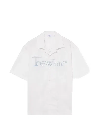 Off-white City Nature Poplin Bowling Shirt In White