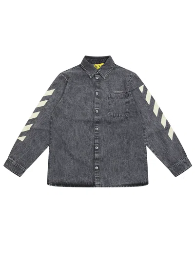 Off-white Classic Arrow Tab Denim Shirt In Gray
