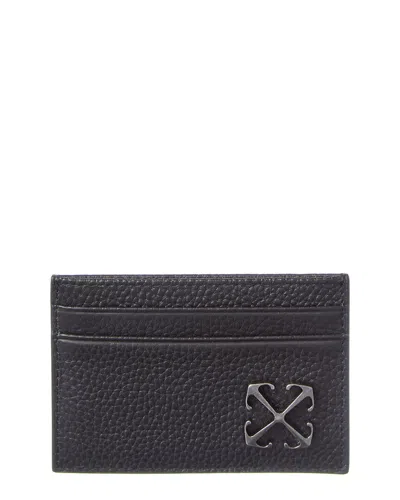 Off-white Jitney Pebbled-leather Cardholder In Black