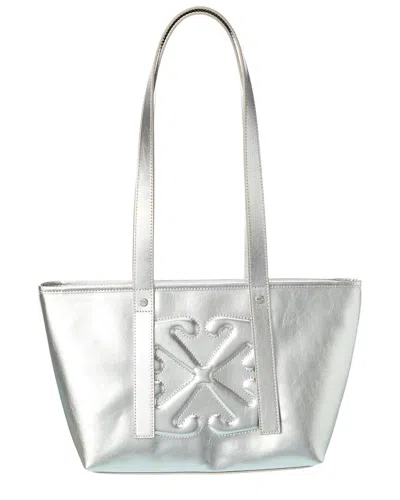 Off-white Classic Day Off Small East West Leather Tote In Silver