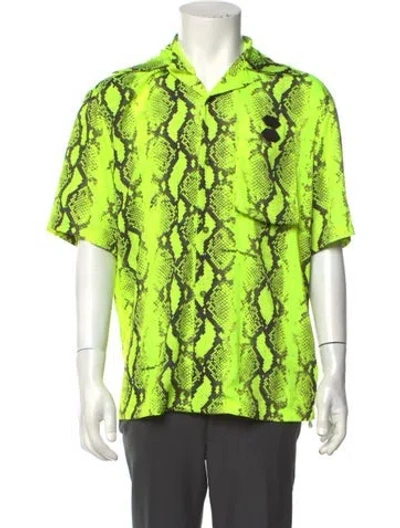 Pre-owned Off-white C/o Virgil Abloh 2020 Snake Holiday Print Tech Bowling Shirt In Green