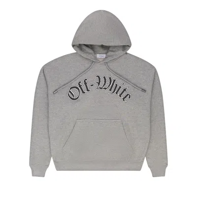 Pre-owned Off-white C/o Virgil Abloh Goth Logo Hoodie 'heather Grey' | Men's Size M