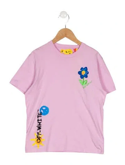 Pre-owned Off-white C/o Virgil Abloh Kids' Sun & Peace Short Sleeve T-shirt W/ Tags In Pink
