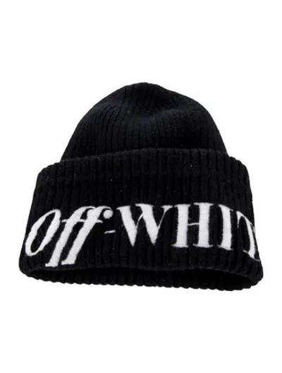 Pre-owned Off-white C/o Virgil Abloh Logo Ribbed Beanie In Black/white