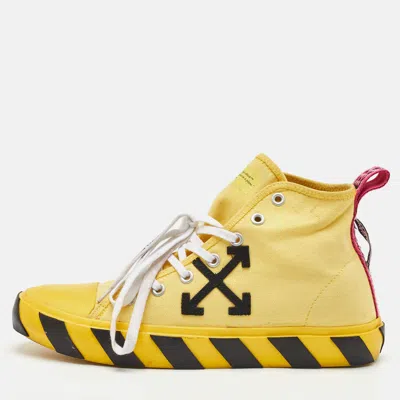 Pre-owned Off-white C/o Virgil Abloh Vulcanized Size 44.5 Yellow Canvas High Top Sneakers