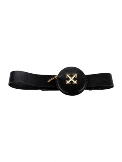 Pre-owned Off-white Coin Purse Leather Waist Belt In Black