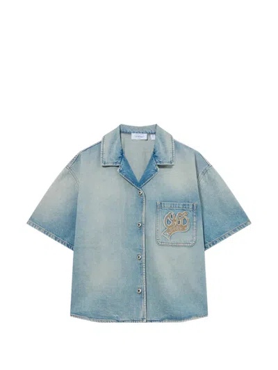 Off-white College Patch Denim Shirt In Blue