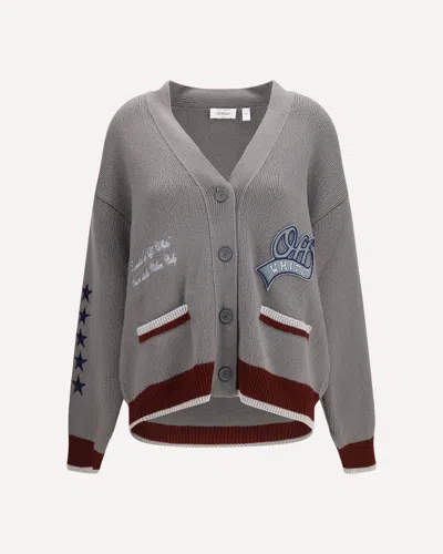 Off-white College Varsity Knit Cardigan In Gray