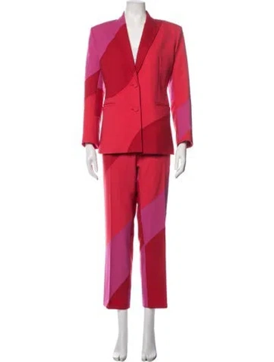 Pre-owned Off-white Colorblock Pattern Pantsuit In Pink/red