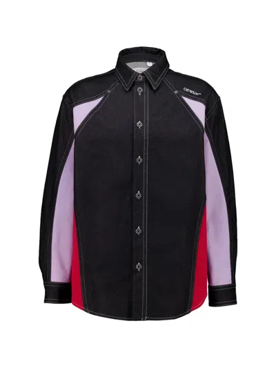 Off-white Colour-block Denim Shirt In Black