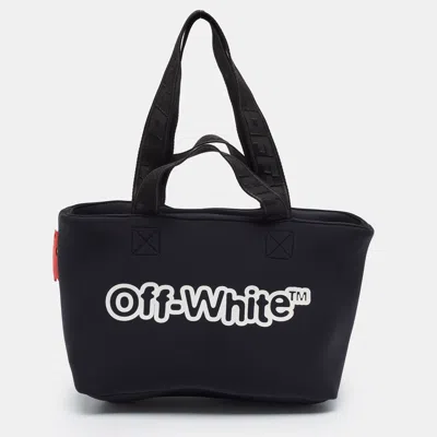 Pre-owned Off-white Commercial Logo Print Black Neoprene Tote