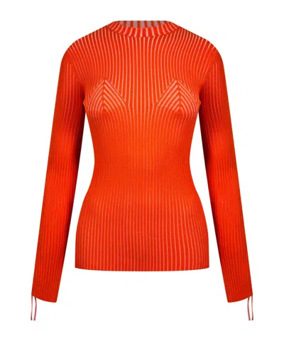 Off-white Coral Knitted Sweater In Red