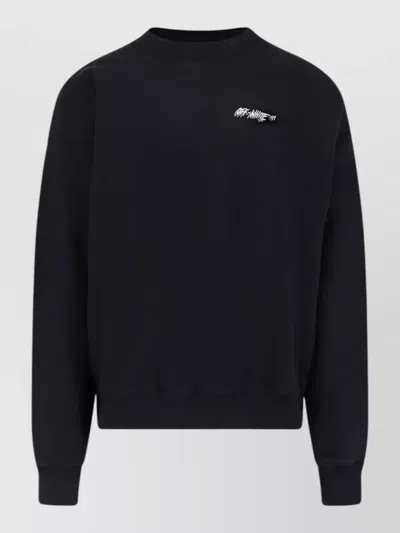 Off-white Cotton Crew Neck Sweatshirt Long Sleeves In Black