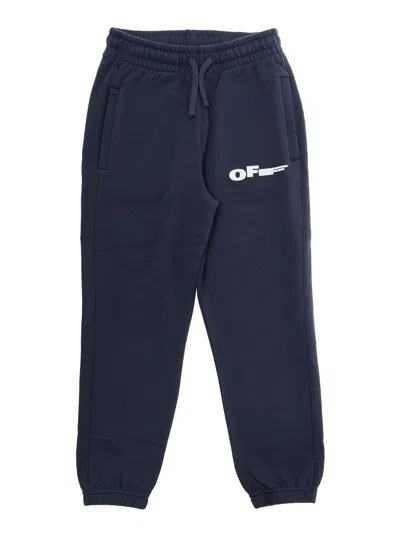 Off-white Kids'  Cotton Drawstring Jogger In Blue