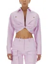 Off-white Purple Solid Shirt Collar Jacket In Pink