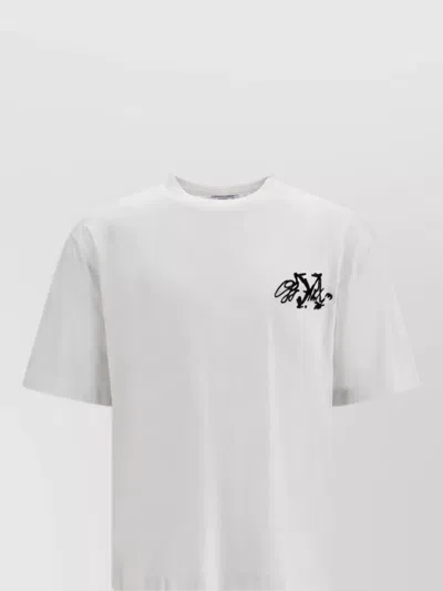 Off-white Cotton Oversized Logo-embroidered T-shirt In White