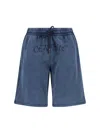 Off-white Dawstring Cotton Shorts In Blue