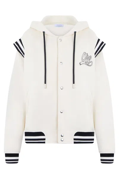 Off-white Cotton Sporty Bomber Jacket