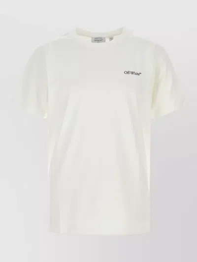 Off-white Cotton T Shirt Short Sleeves Crew Neck Graphic In Neutral