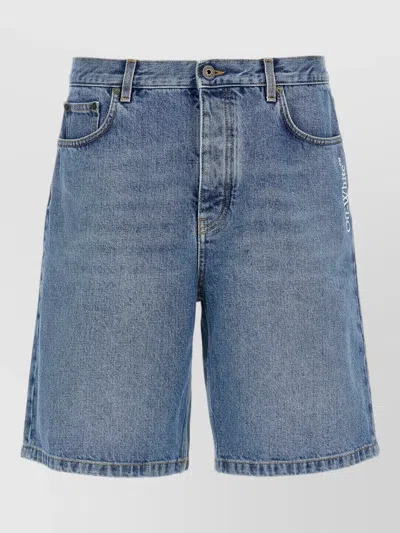 Off-white Cotton Tailored Bermuda Shorts In Blue
