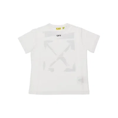 Off-white Cotton T-shirt With 'arrow Paint' Print Kids In White