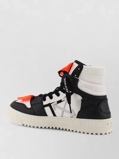 Off-white Court High Top Leather Rubber Sneakers In Black
