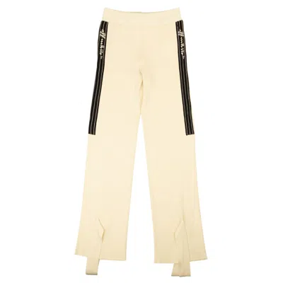 Off-white Cream Stripe Rib Knit Pants In Nude