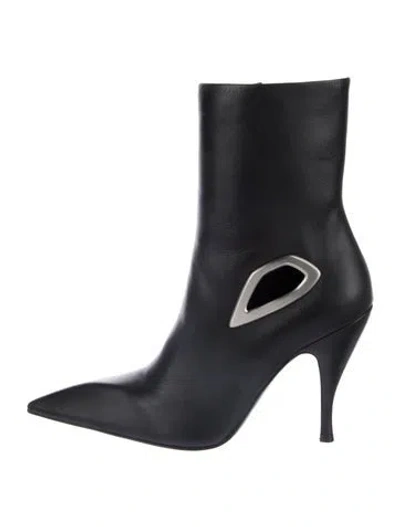 Pre-owned Off-white Crescent Leather Boots In Black