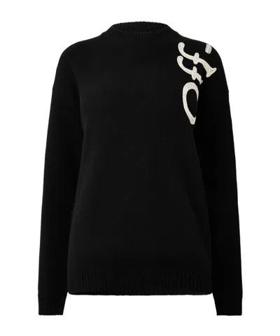 Off-white Crew Neck Knit Sweater In Black