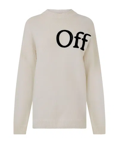 Off-white Crew Neck Knit Sweater In White