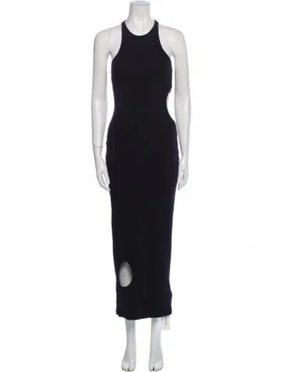 Pre-owned Off-white Crew Neck Long Dress In Blue