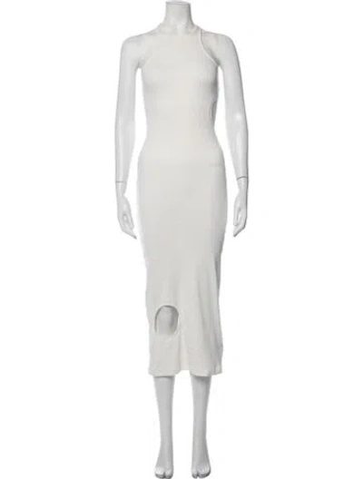 Pre-owned Off-white Crew Neck Long Dress In White