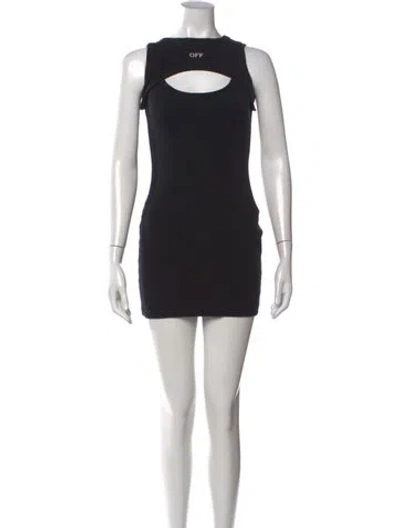 Pre-owned Off-white Crew Neck Mini Dress In Black