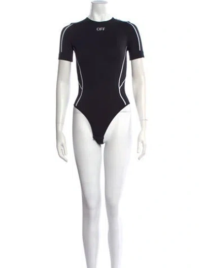 Pre-owned Off-white Crew Neck Short Sleeve Bodysuit In Black