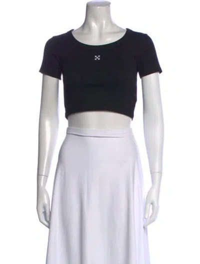 Pre-owned Off-white Crew Neck Short Sleeve Crop Top In Black