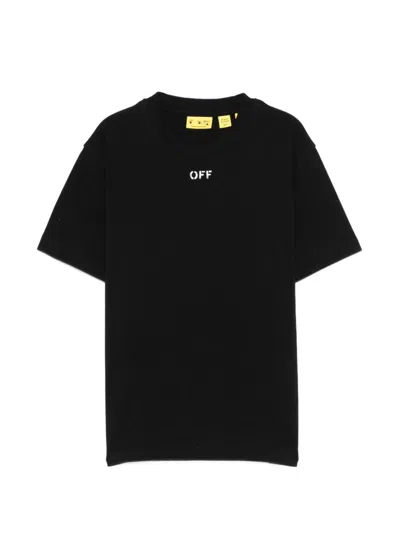 Off-white Kids' Crew Neck Short Sleeve T-shirt With Logo In Black