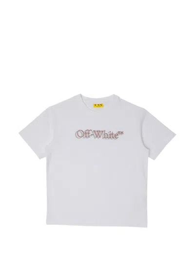 Off-white Kids' Crew Neck Short Sleeve T-shirt With Logo In White