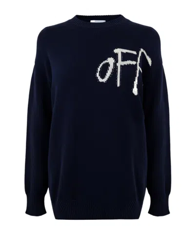 Off-white Crew-neck Knit Sweater In Blue