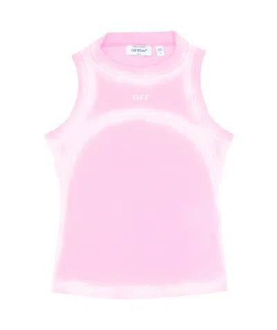 Off-white Spray-effect Ribbed Tank Top In Pink