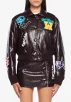 Off-white Crinkled Coated Varsity Jacket In Brown