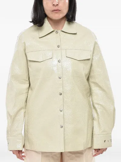 Off-white Crinkled-leather Shirt In Gray
