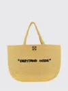 Off-white Jitney Beach Bag Rectangular Woven Handles In Brown