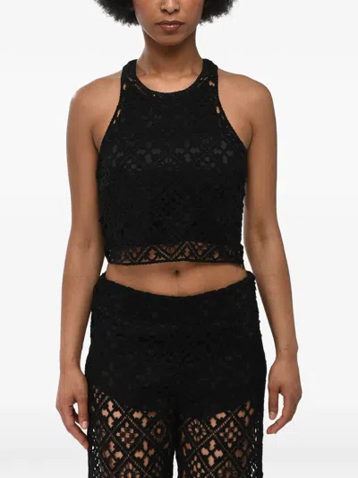 Off-white Crochet-knit Sleeveless Top In Black