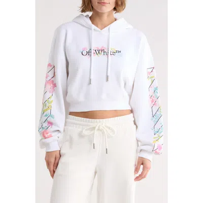Off-white Crop Graphic Hoodie