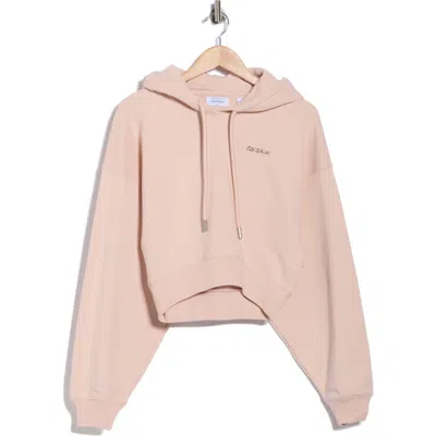 Off-white Crop Graphic Hoodie In Pink